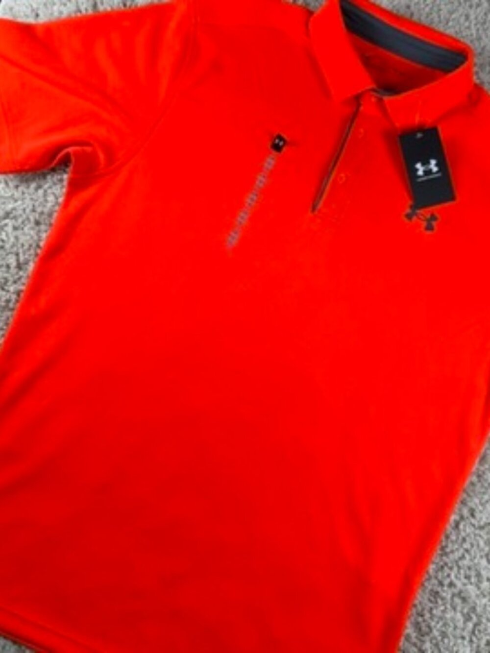 NWT Under Armour Mens Size Large Tall LT Orange Short Sleeve Golf Polo